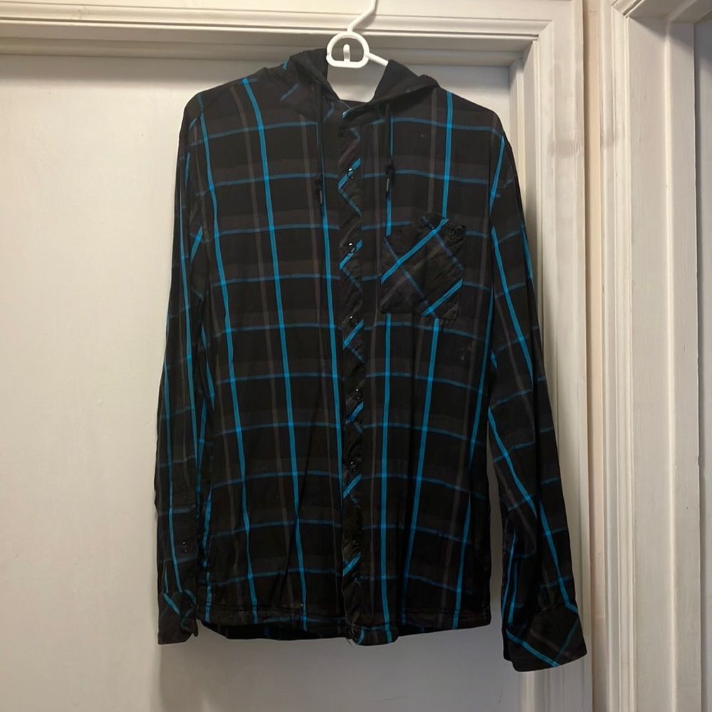 DC Plaid Snaps Hoodie - M